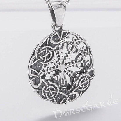 Handcrafted Helm of Awe Compass Amulet - Sterling Silver