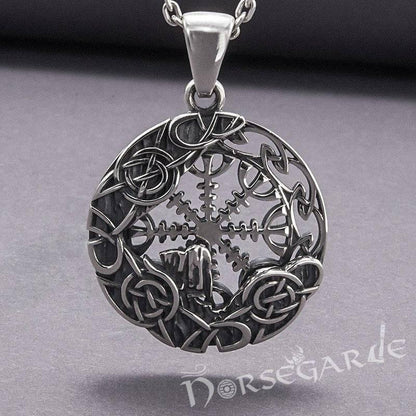 Handcrafted Helm of Awe Compass Amulet - Sterling Silver