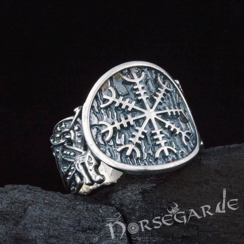 Handcrafted Helm of Awe Jellinge Style Ring - Sterling Silver