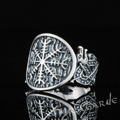 Handcrafted Helm of Awe Jellinge Style Ring - Sterling Silver