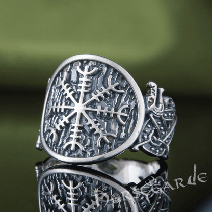 Handcrafted Helm of Awe Jellinge Style Ring - Sterling Silver