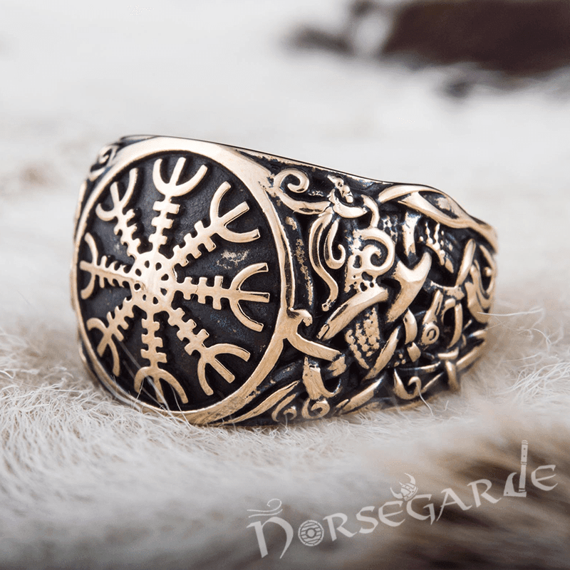 Handcrafted Helm of Awe Mammen Style Ring - Bronze