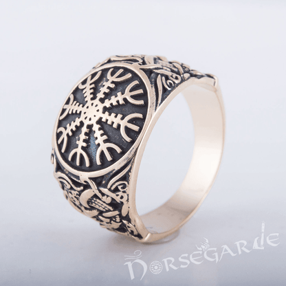 Handcrafted Helm of Awe Mammen Style Ring - Bronze
