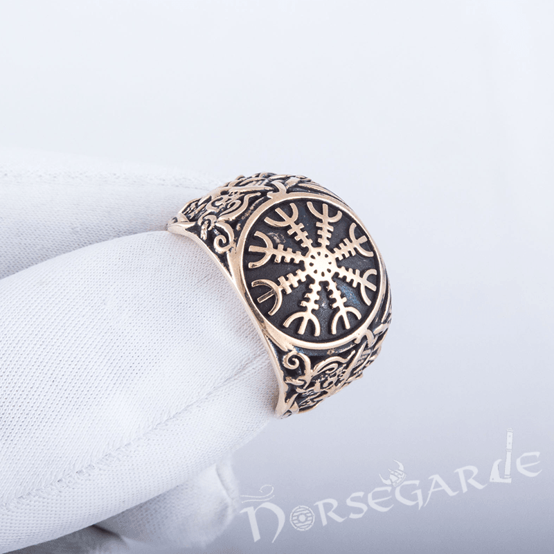 Handcrafted Helm of Awe Mammen Style Ring - Bronze