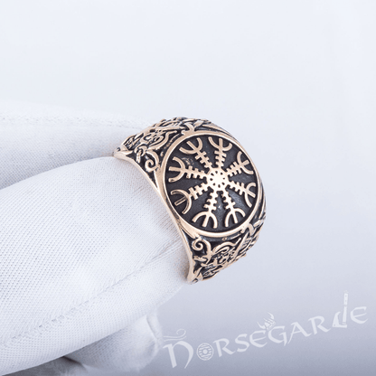 Handcrafted Helm of Awe Mammen Style Ring - Bronze