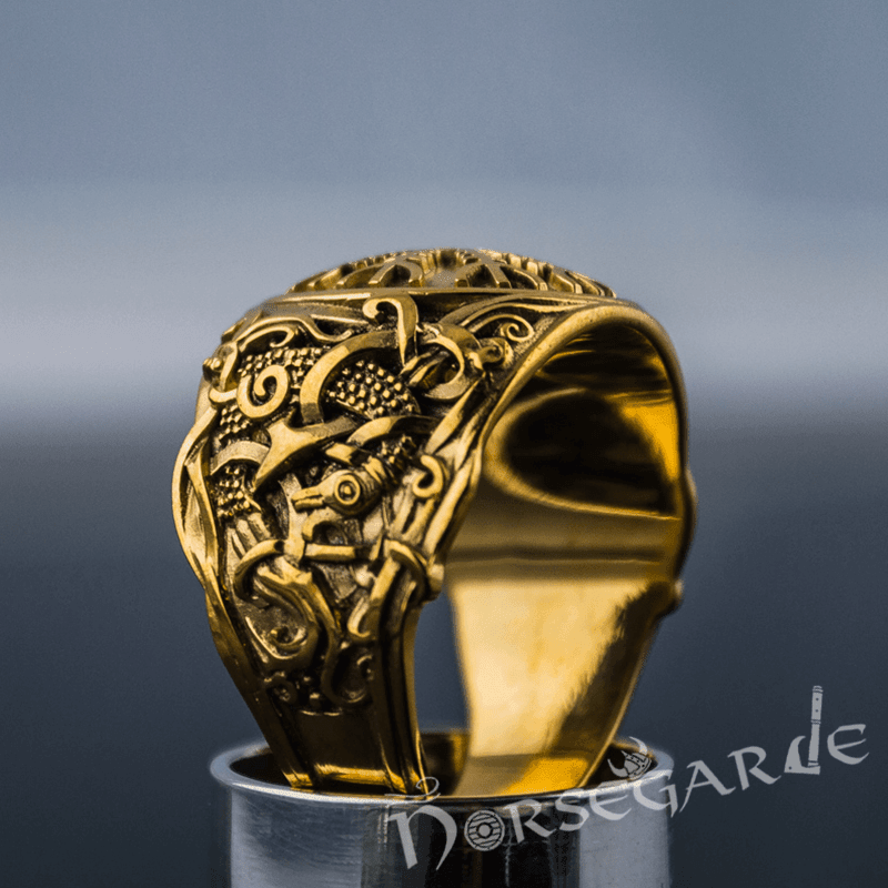 Handcrafted Helm of Awe Mammen Style Ring - Gold