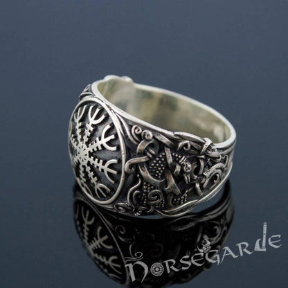 Handcrafted Helm of Awe Mammen Style Ring - Sterling Silver