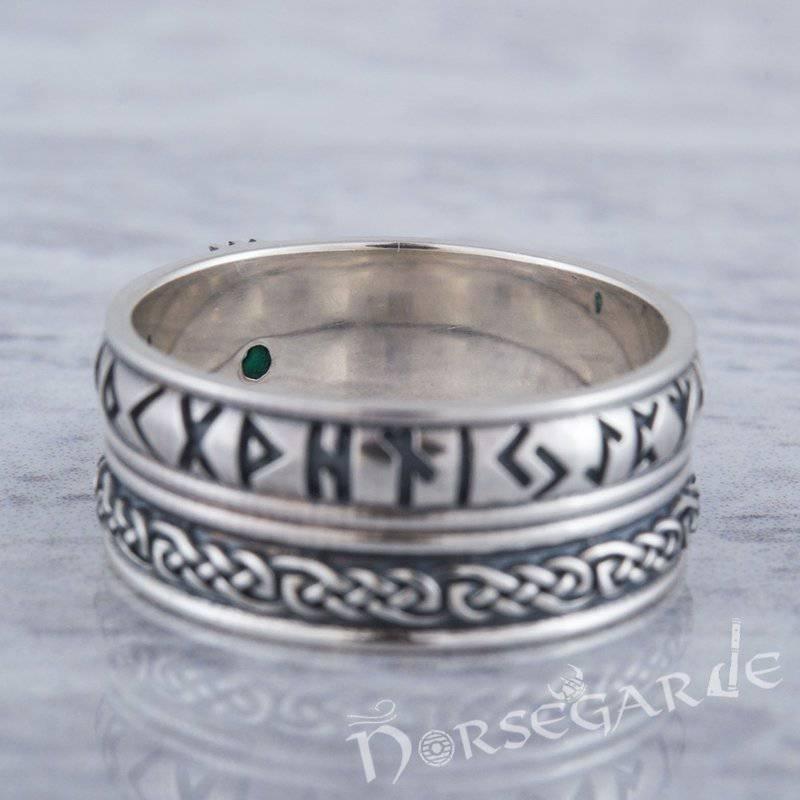 Handcrafted Helm of Awe Runic Band - Sterling Silver