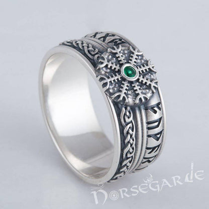 Handcrafted Helm of Awe Runic Band - Sterling Silver