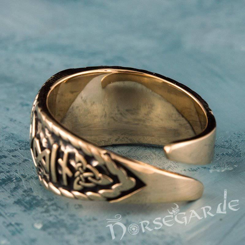 Handcrafted Helm of Awe Runic Signet Ring - Bronze