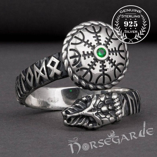 Handcrafted Helm of Awe Serpent Band - Sterling Silver