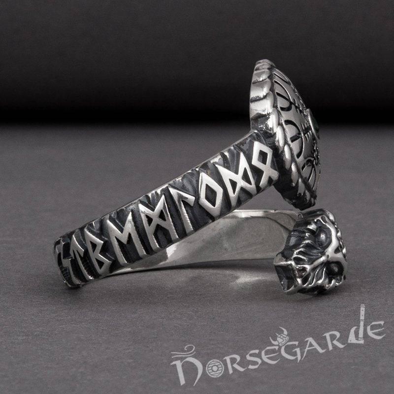 Handcrafted Helm of Awe Serpent Band - Sterling Silver