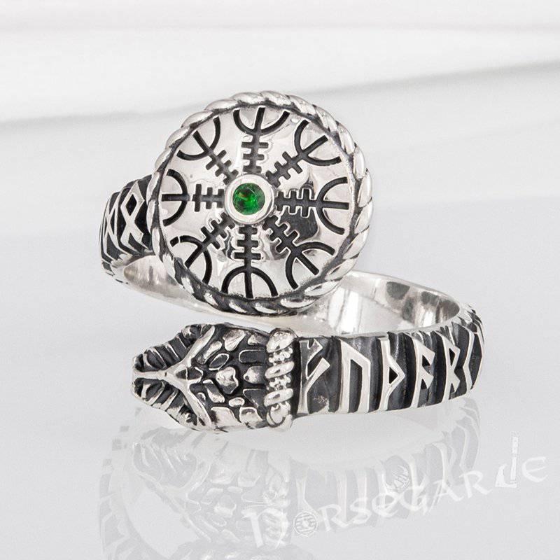 Handcrafted Helm of Awe Serpent Band - Sterling Silver