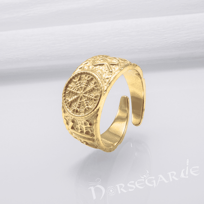 Handcrafted Helm of Awe Signet Ring - Gold