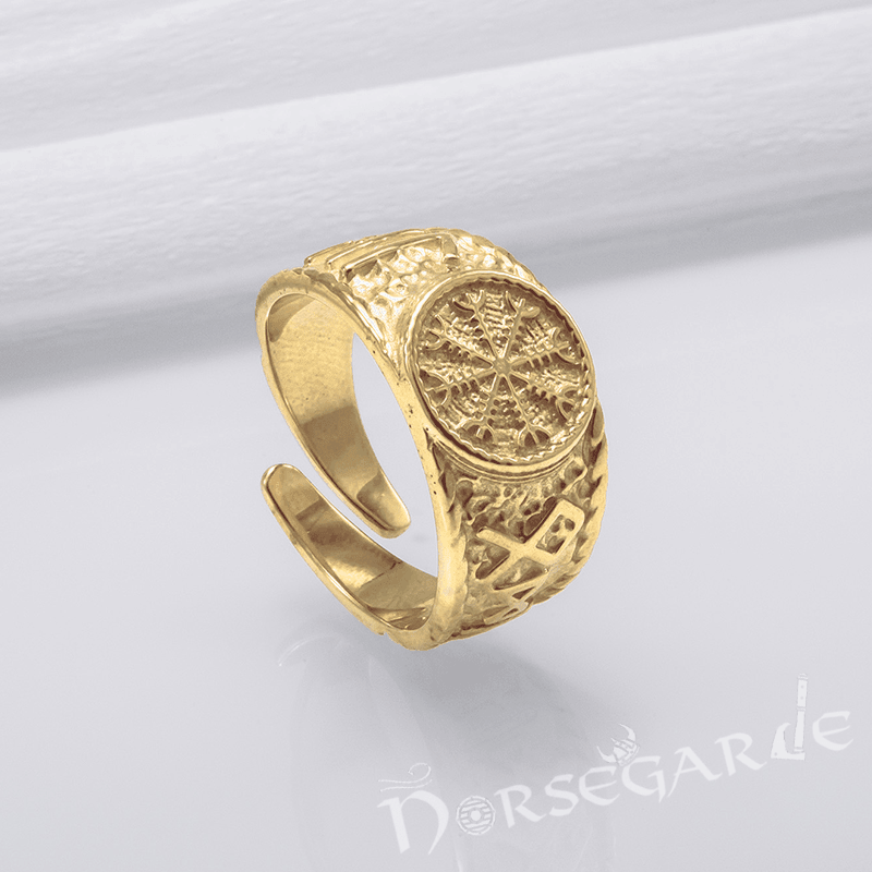 Handcrafted Helm of Awe Signet Ring - Gold