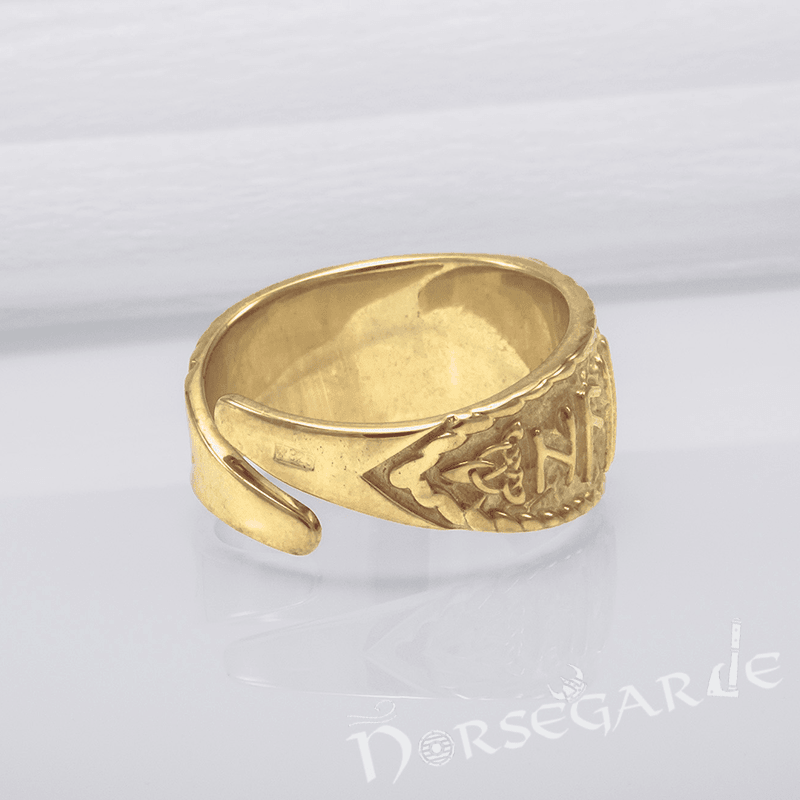 Handcrafted Helm of Awe Signet Ring - Gold