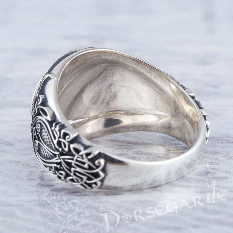 Handcrafted Helm of Awe Viking Ornament Ring - Sterling Silver