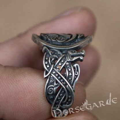 Handcrafted Horn Triskelion Jellinge Style Ring - Sterling Silver