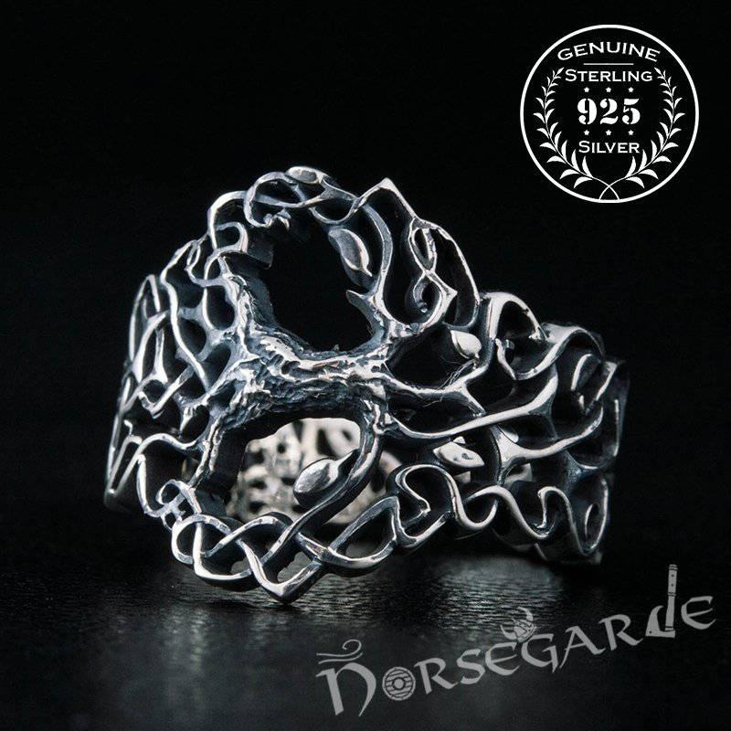 Handcrafted Intertwined Yggdrasil Ring - Sterling Silver