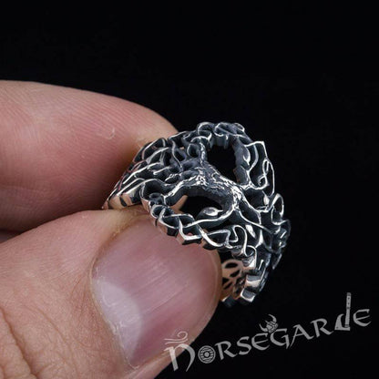 Handcrafted Intertwined Yggdrasil Ring - Sterling Silver