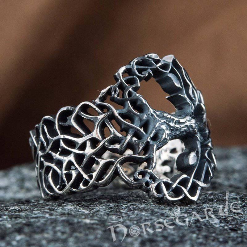Handcrafted Intertwined Yggdrasil Ring - Sterling Silver