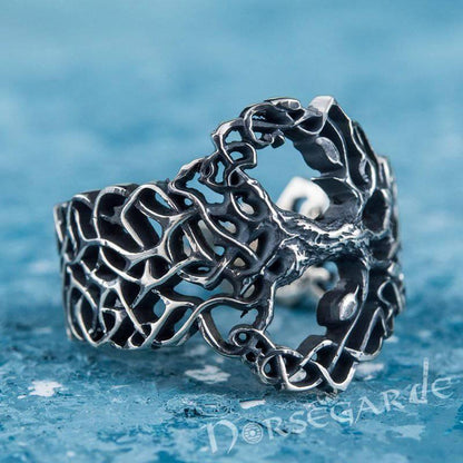 Handcrafted Intertwined Yggdrasil Ring - Sterling Silver