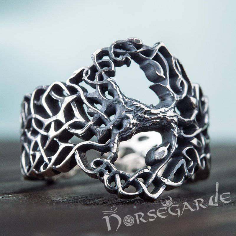 Handcrafted Intertwined Yggdrasil Ring - Sterling Silver