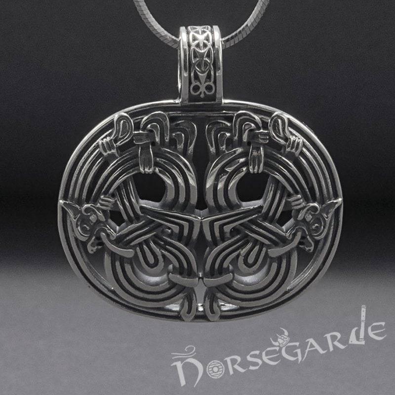 Handcrafted Jellinge Wolf Ornament Pendant - Sterling Silver