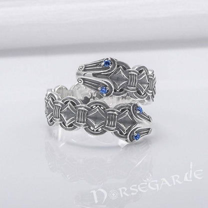 Handcrafted Jormungandr Gemmed Band - Sterling Silver