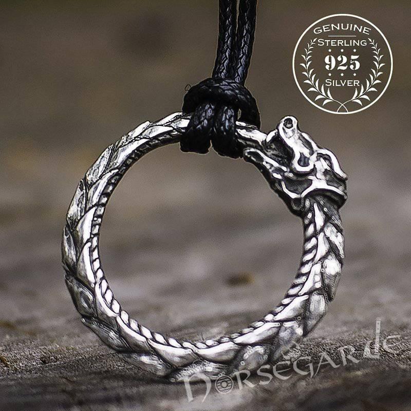 Handcrafted Jormungandr Ouroboros Pendant - Sterling Silver