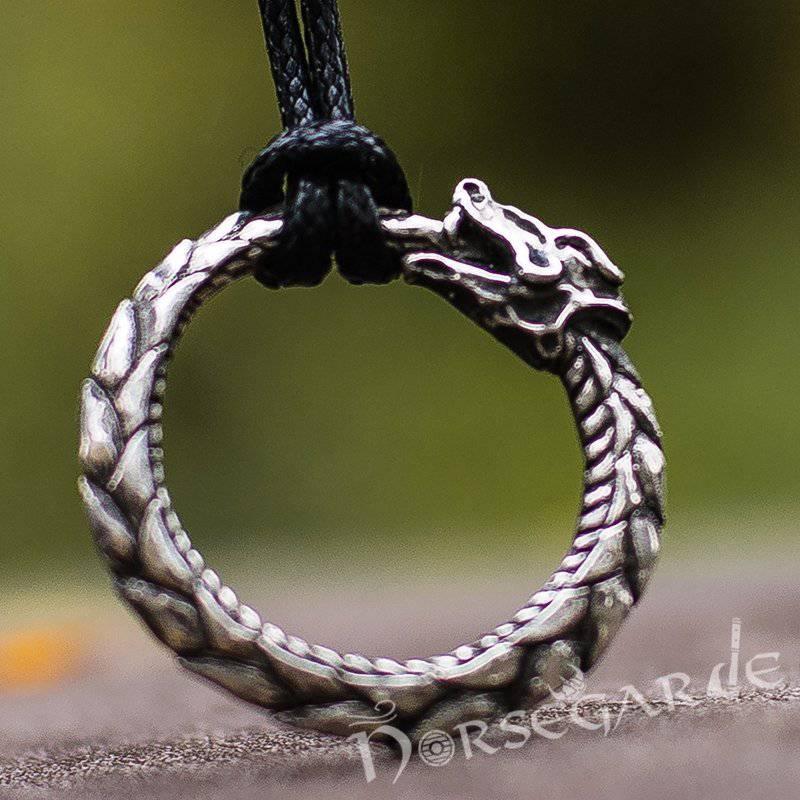 Handcrafted Jormungandr Ouroboros Pendant - Sterling Silver