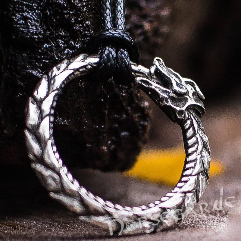 Handcrafted Jormungandr Ouroboros Pendant - Sterling Silver