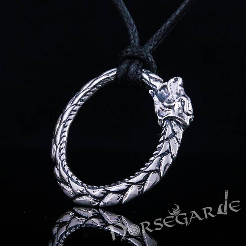 Handcrafted Jormungandr Ouroboros Pendant - Sterling Silver