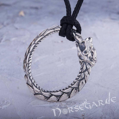 Handcrafted Jormungandr Ouroboros Pendant - Sterling Silver