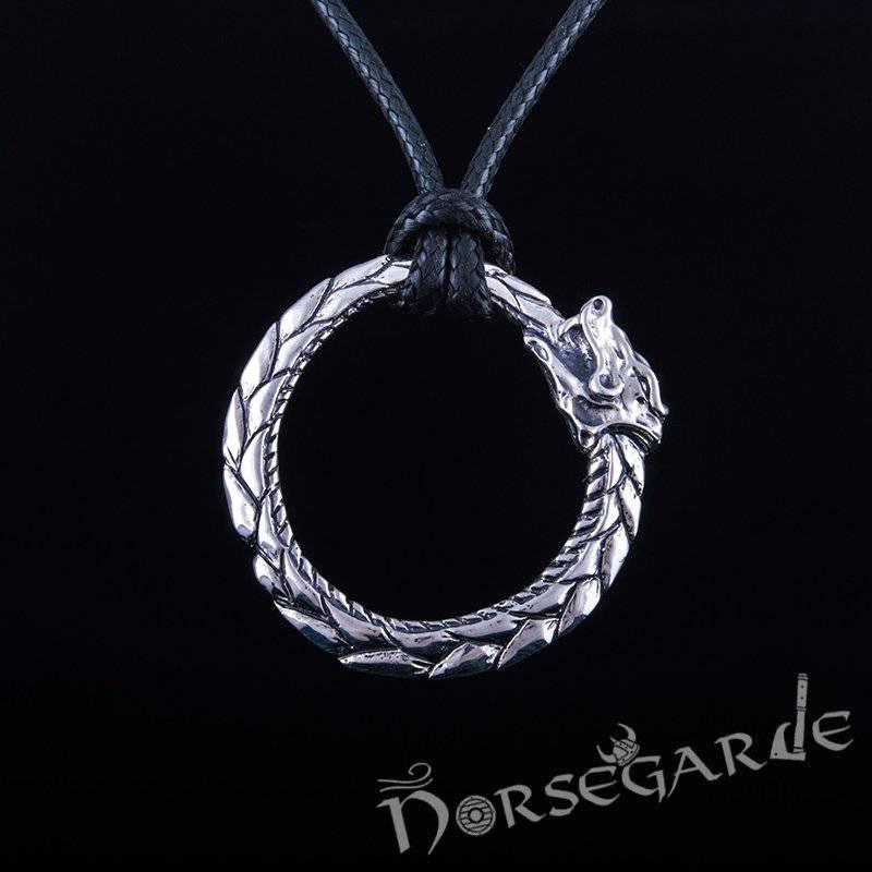Handcrafted Jormungandr Ouroboros Pendant - Sterling Silver