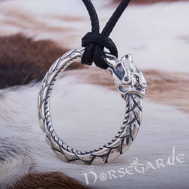 Handcrafted Jormungandr Ouroboros Pendant - Sterling Silver