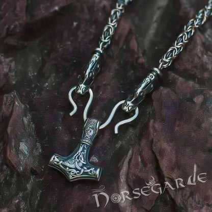 Handcrafted King's Chain with Mammen Mjölnir - Sterling Silver