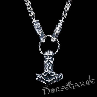 Handcrafted King's Chain with Mjölnir - Sterling Silver