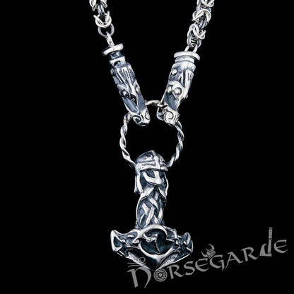 Handcrafted King's Chain with Mjölnir - Sterling Silver