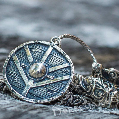 Handcrafted King's Chain with Shield Pendant - Sterling Silver