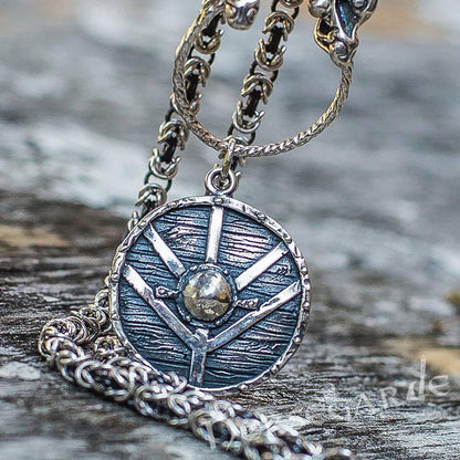 Handcrafted King's Chain with Shield Pendant - Sterling Silver