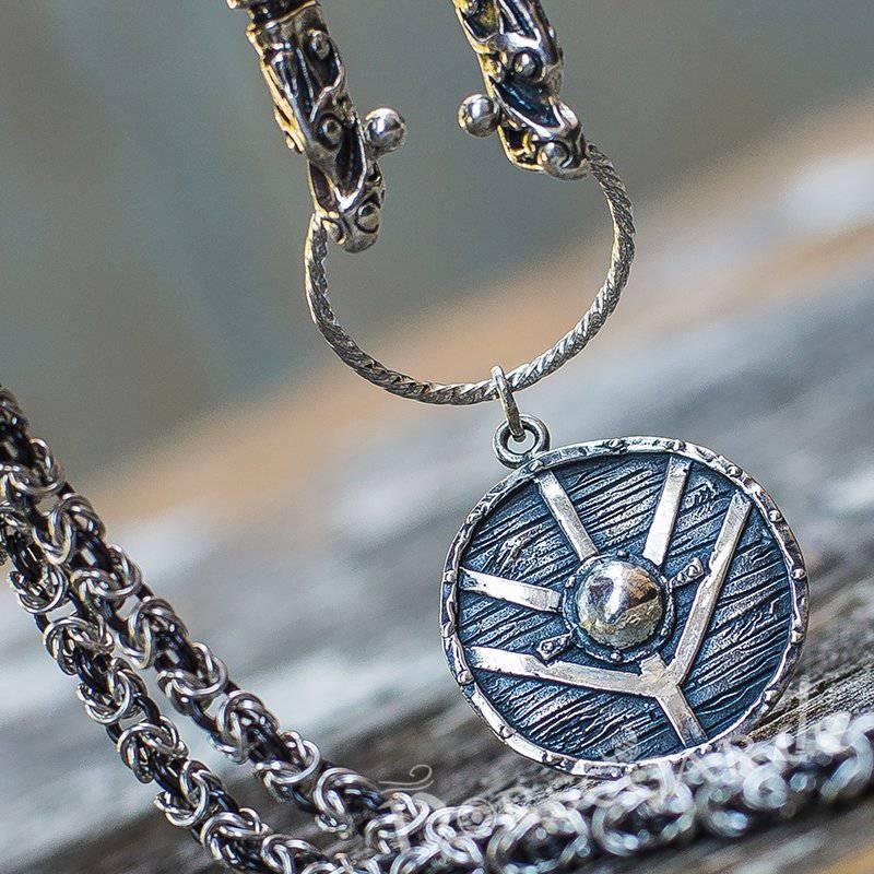 Handcrafted King's Chain with Shield Pendant - Sterling Silver