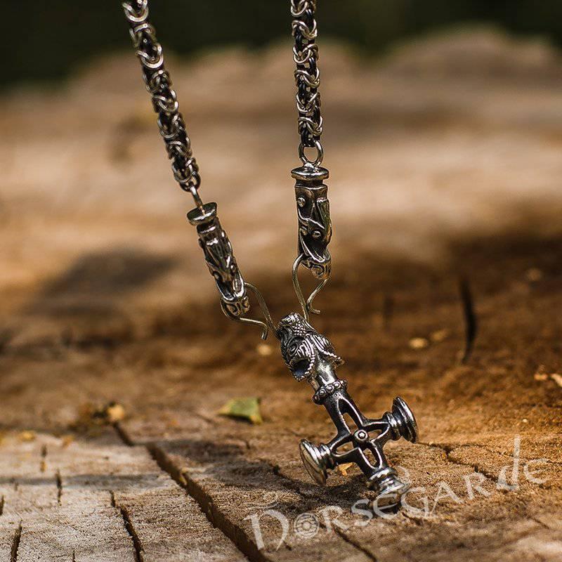Handcrafted King's Chain with Icelandic Wolf Cross - Sterling Silver