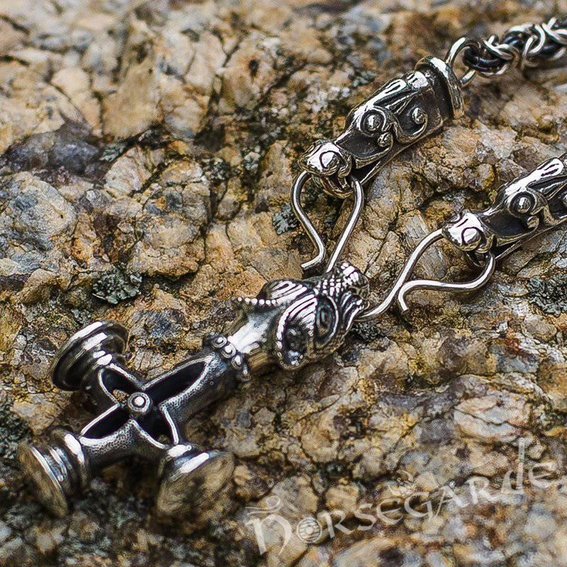 Handcrafted King's Chain with Icelandic Wolf Cross - Sterling Silver