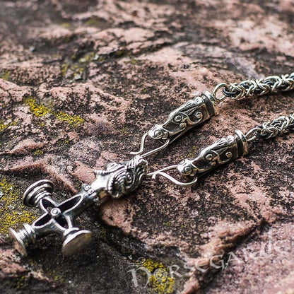 Handcrafted King's Chain with Icelandic Wolf Cross - Sterling Silver