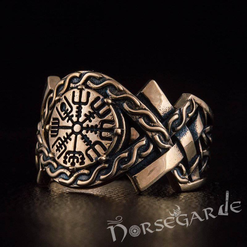 Handcrafted Knot Ornament Vegvisir Band - Bronze