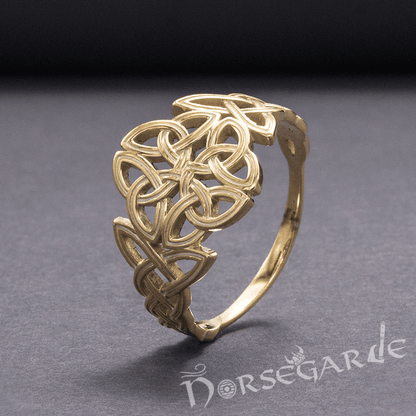 Handcrafted Large Celtic Knot Ring - Gold