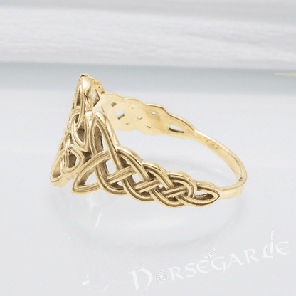 Handcrafted Large Celtic Knot Ring - Gold