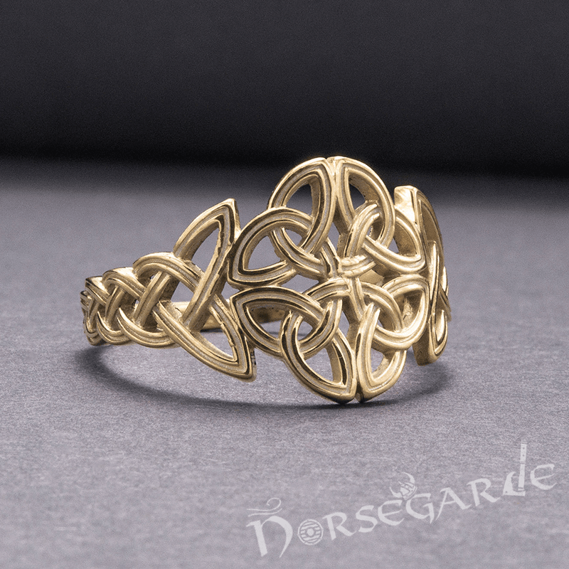 Handcrafted Large Celtic Knot Ring - Gold