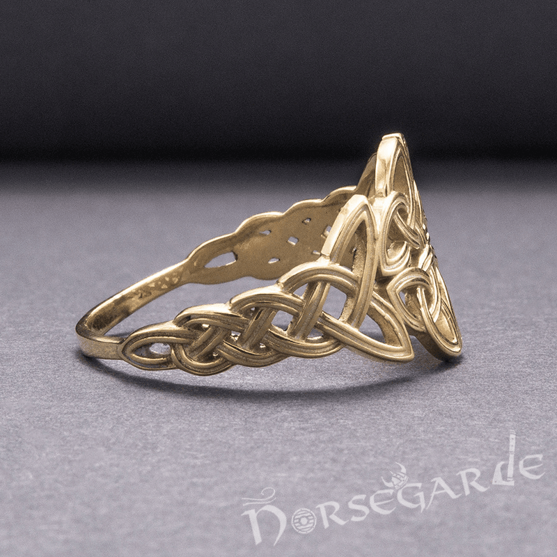 Handcrafted Large Celtic Knot Ring - Gold